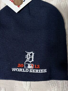 NWT Detroit Tigers Navy 2012 World Series Knit Beanie gifts athletic embroidered
